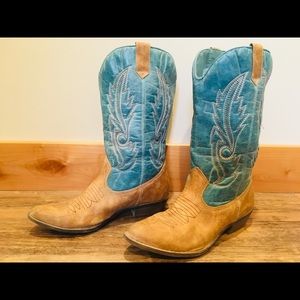 Cute teal and brown cowboys boots